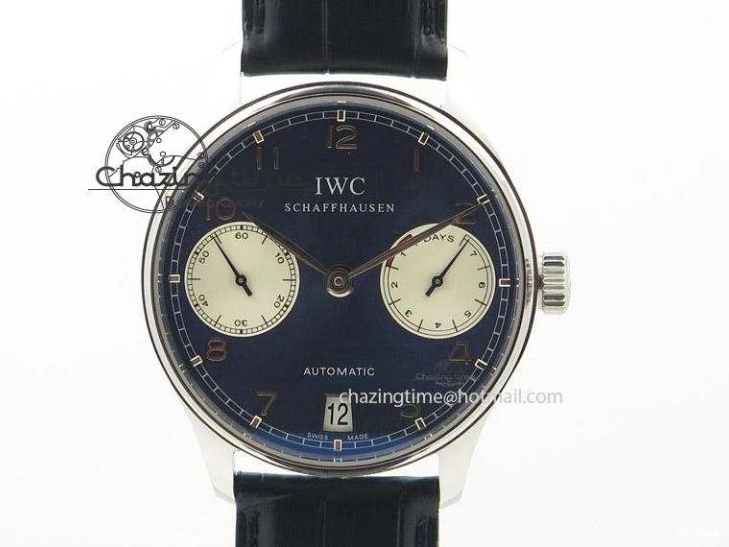 MIROTIME 0206 Portuguese Chrono IW371620 APSF 1:1 Best Edition White Blue Dial on Blue Leather Strap A MultiPurpose 7039